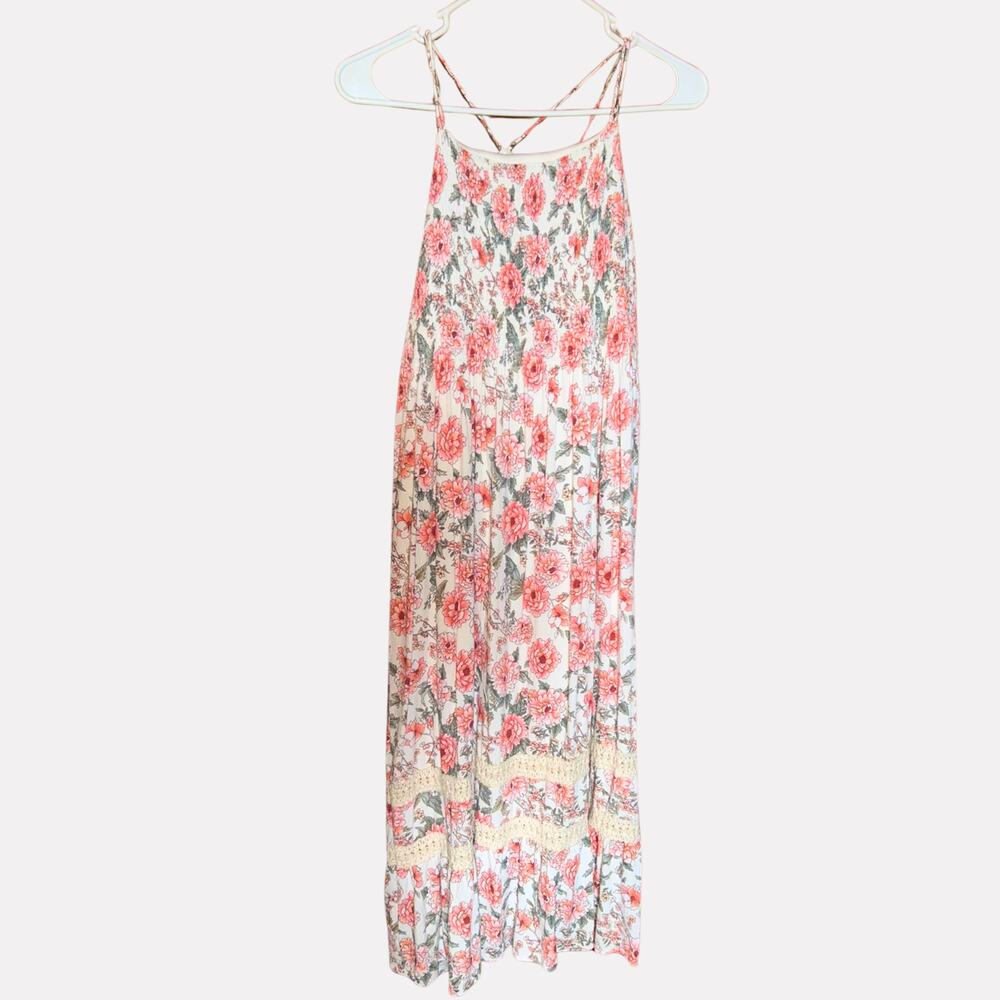 Altar’d State Boho Floral Maxi Dress Size L Cottagecore Lace Halter